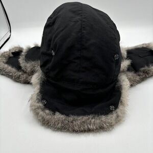 Mad Bomber Aviator Rabbit Fur Trapper‎ Hat Unisex Large Black